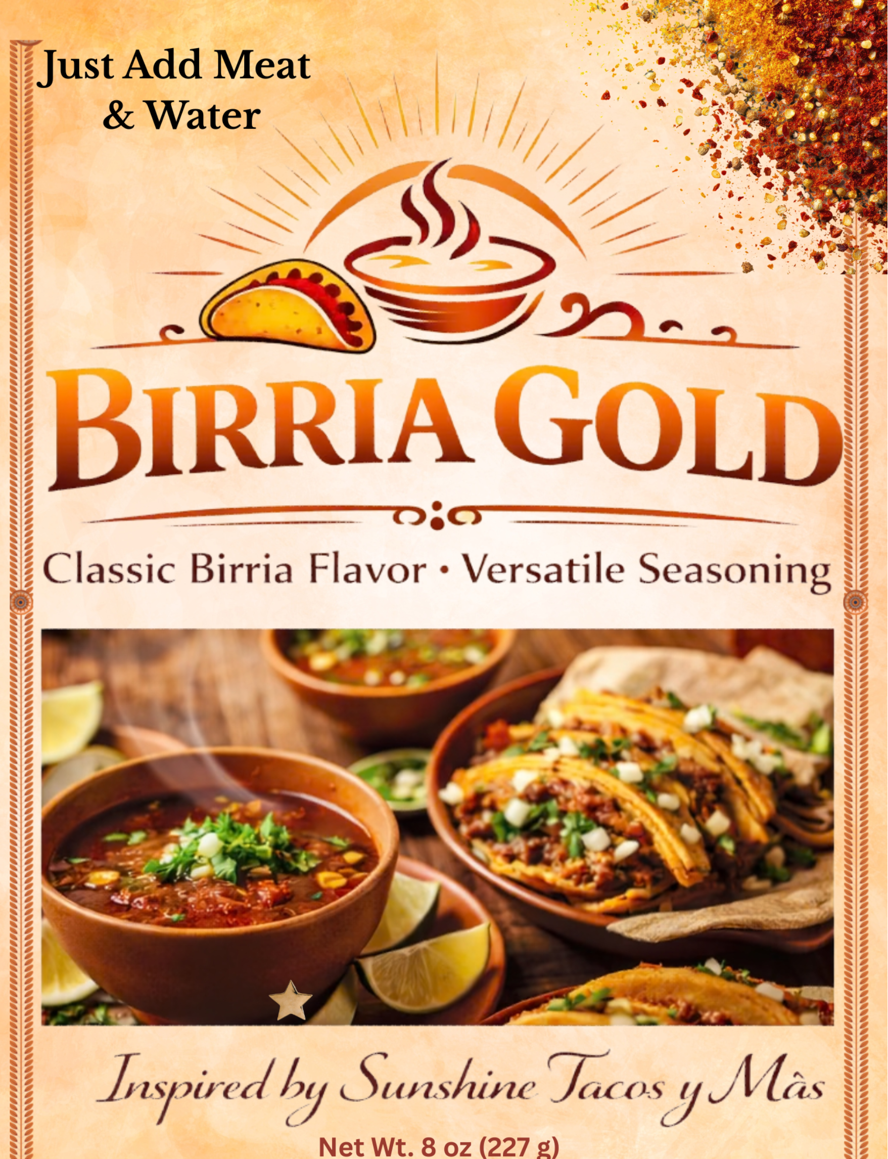 Birria Gold Seasoning – Authentic Birria Flavor (Seasons Up to 15 lbs of Meat)